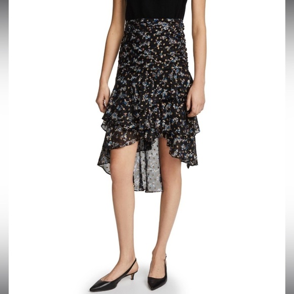 VERONICA BEARD Cella Silk Midi Skirt Floral Metallic - Picture 3 of 9